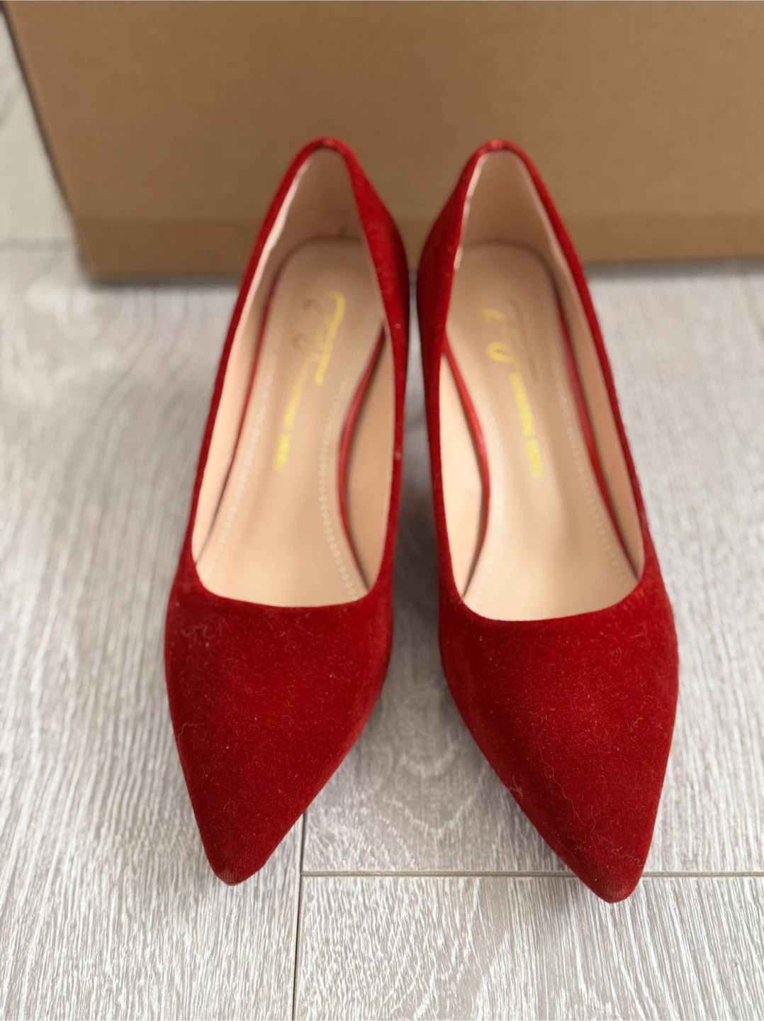 Red Velvet Pointed Toe Heels - photo 2