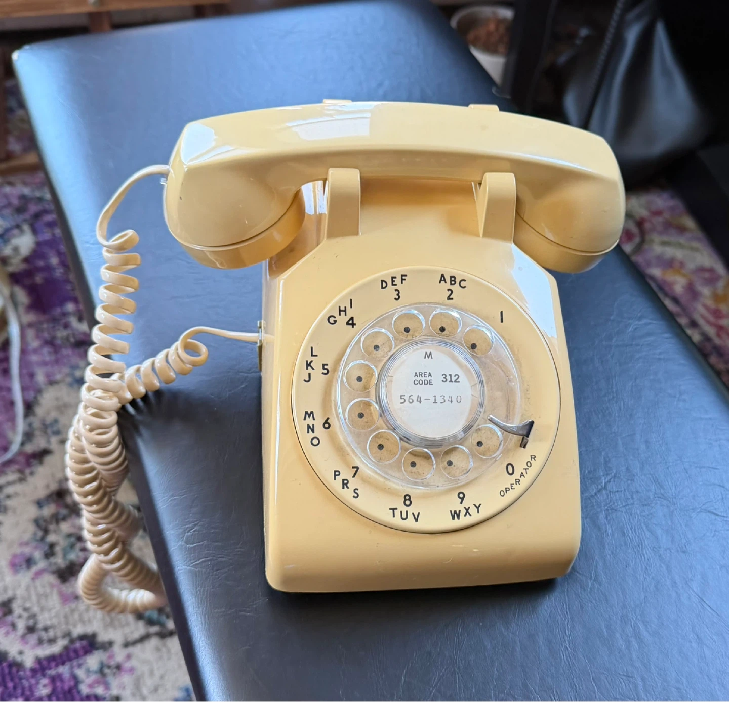 Vintage Rotary Dial Telephone - Yellow