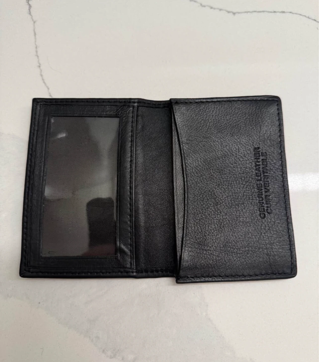 Black Genuine Leather Wallet – Bifold/Trifold, ID Window, Slim