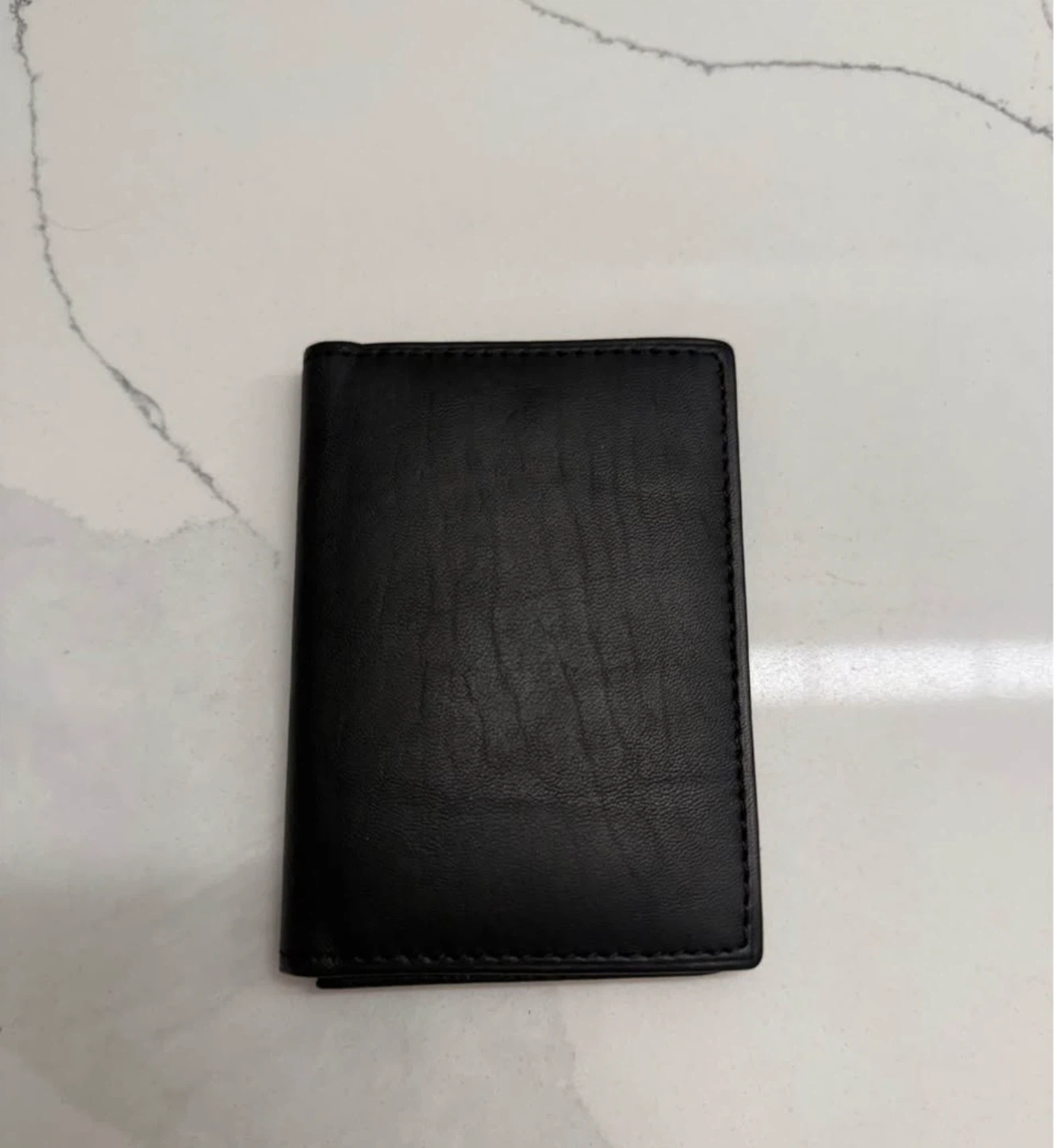 Black Genuine Leather Wallet – Bifold/Trifold, ID Window, Slim - photo 2