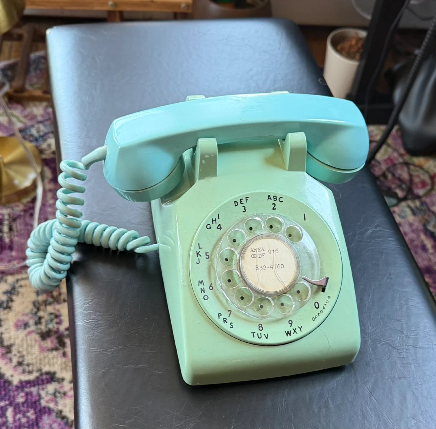 Vintage Rotary Desk Phone - Mint Green