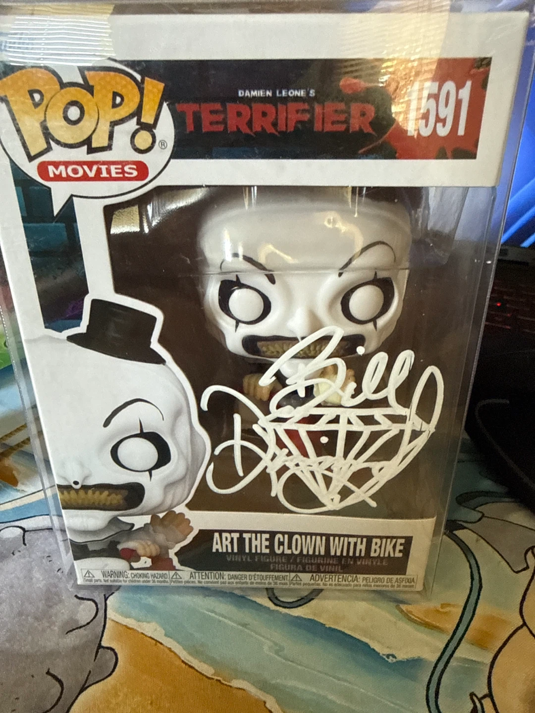 Funko Pop! Movies Terrifier Art the Clown with Bike 1591 Signed