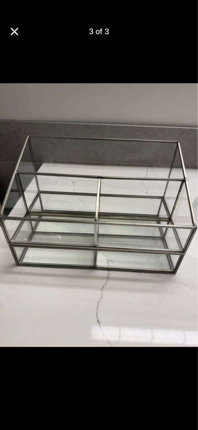 Glass & Metal Organizer Trays Set – Vanity / Bathroom Storage - photo 3