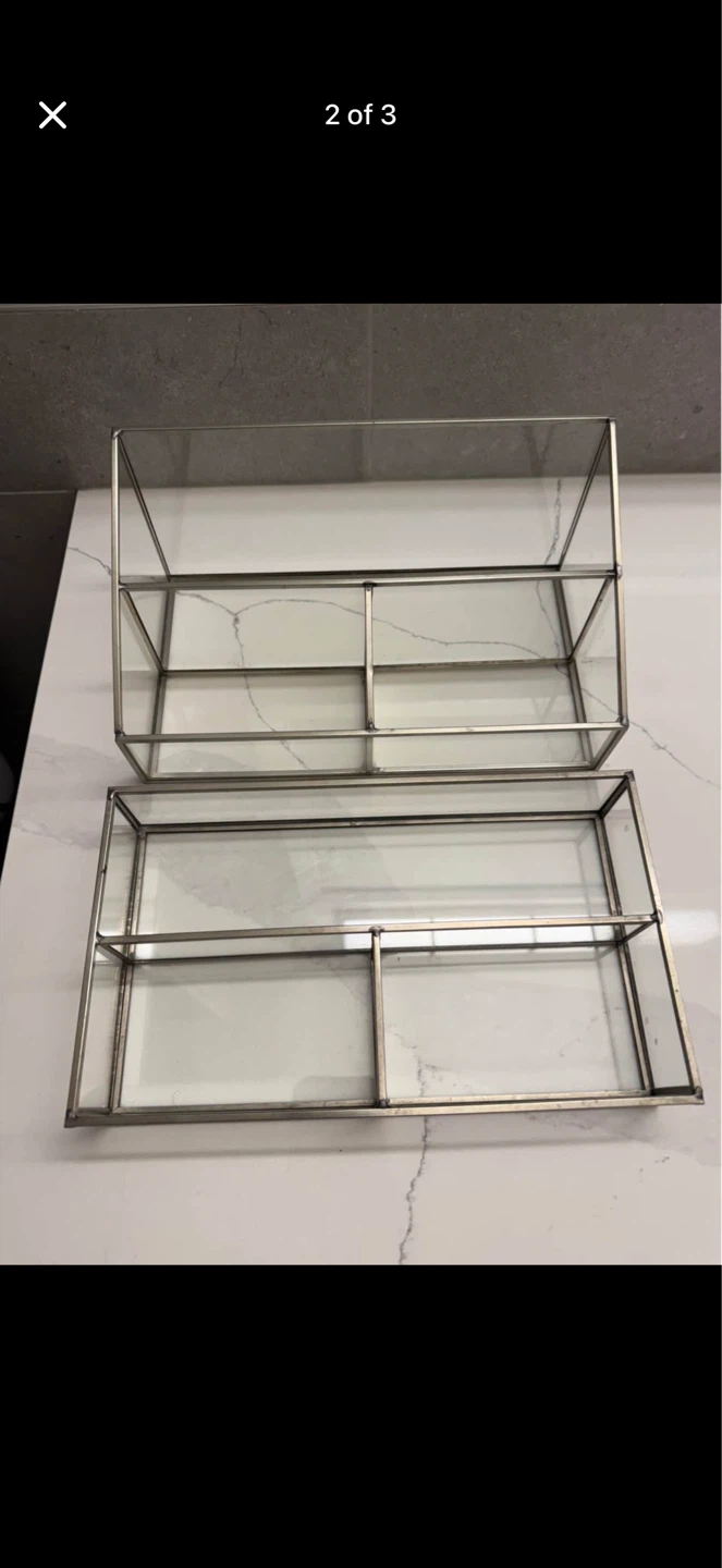 Glass & Metal Organizer Trays Set – Vanity / Bathroom Storage - photo 2