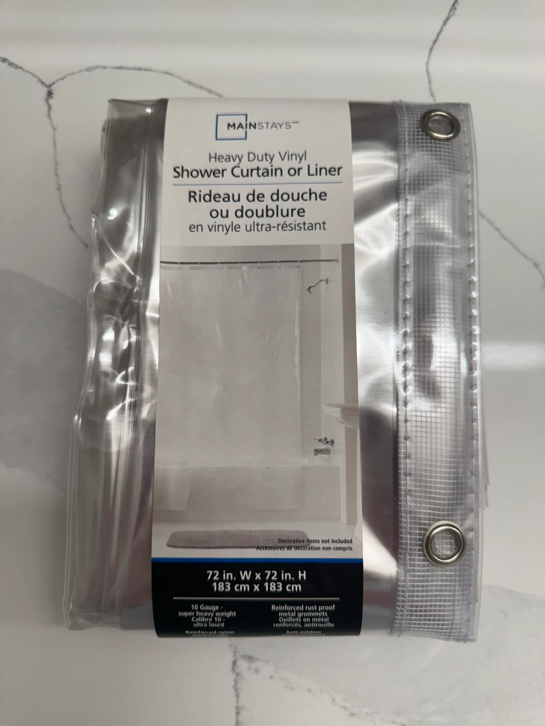 NEW Mainstays Heavy Duty Vinyl Shower Curtain Liner