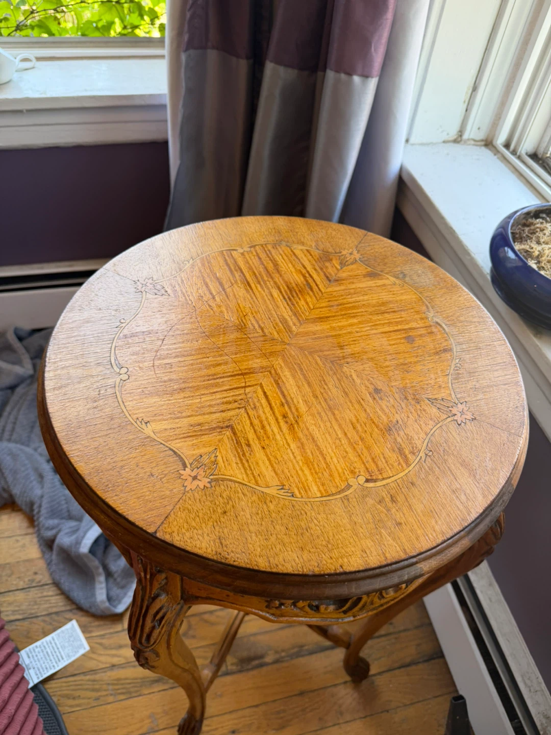 Vintage Carved Wood Accent Table - photo 2