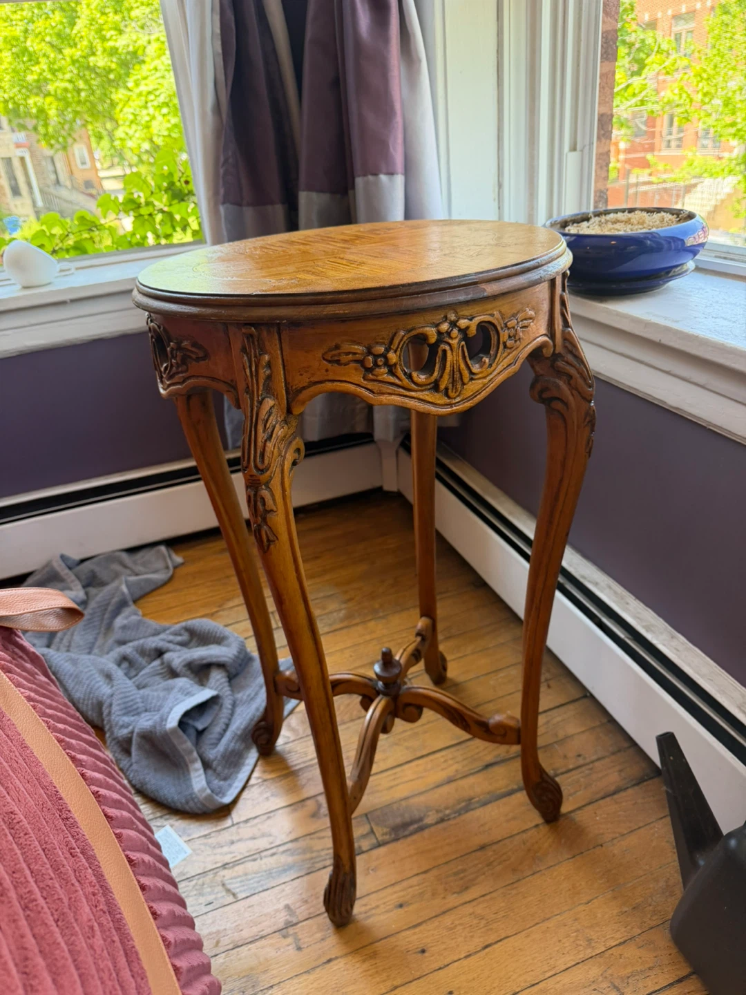 Vintage Carved Wood Accent Table