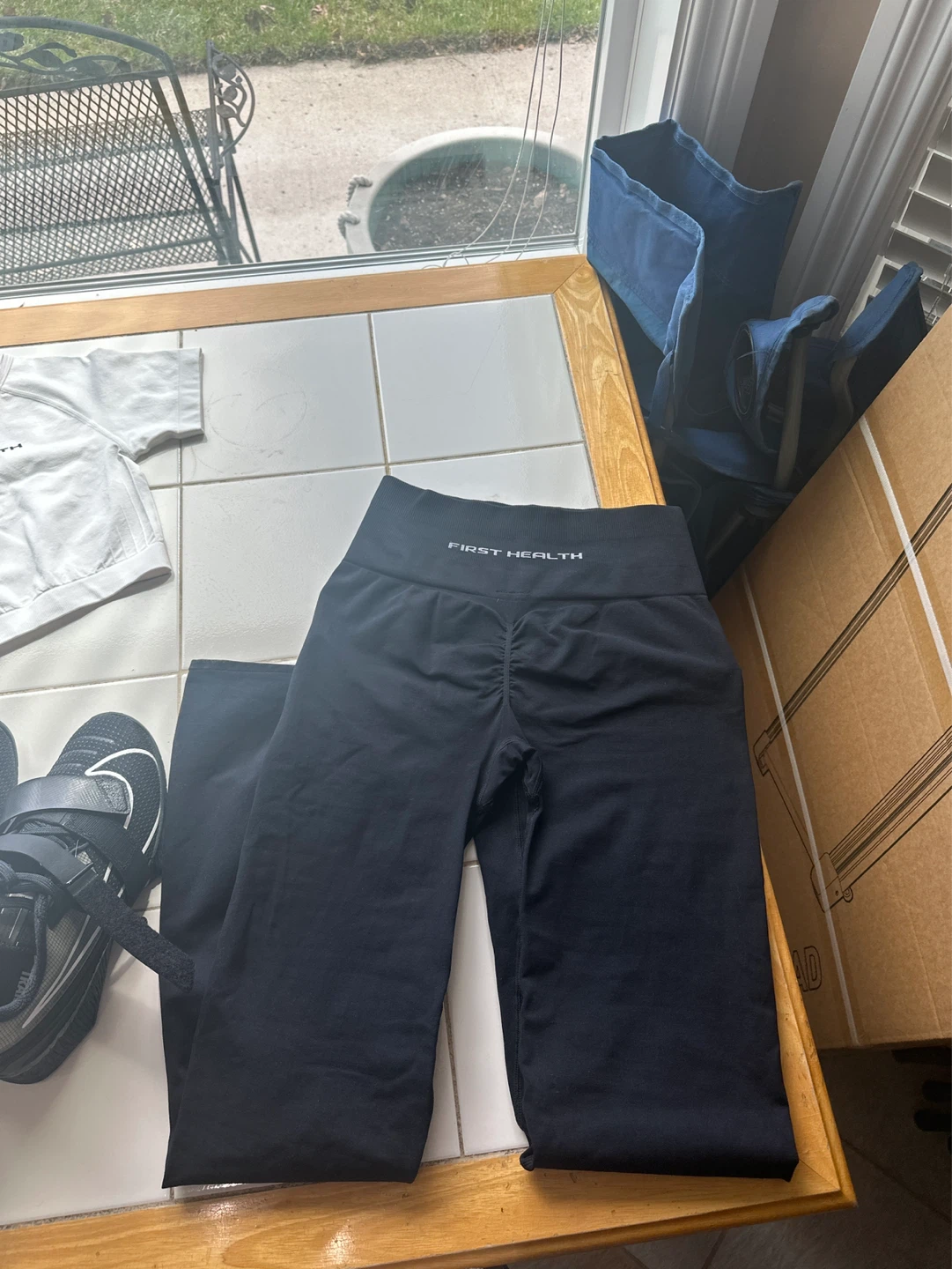 First Health Black Flare Leggings and White Crop Top - photo 3