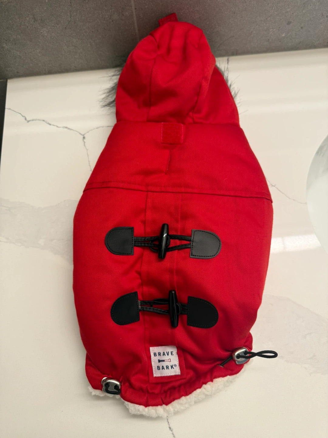 Brave Bark Dog Winter Coat – Red Sherpa Lined Jacket w/ Hood - photo 2