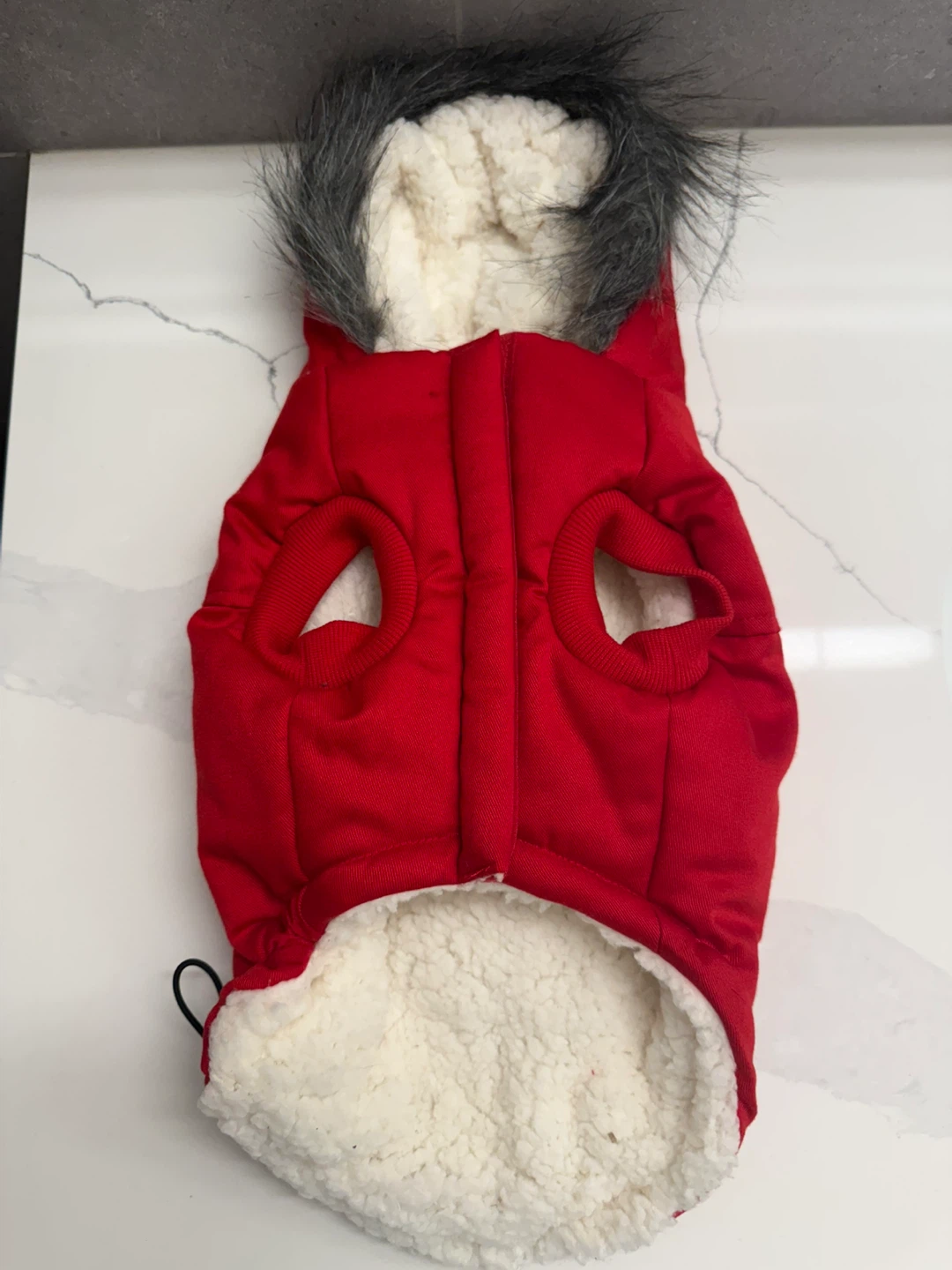 Brave Bark Dog Winter Coat – Red Sherpa Lined Jacket w/ Hood