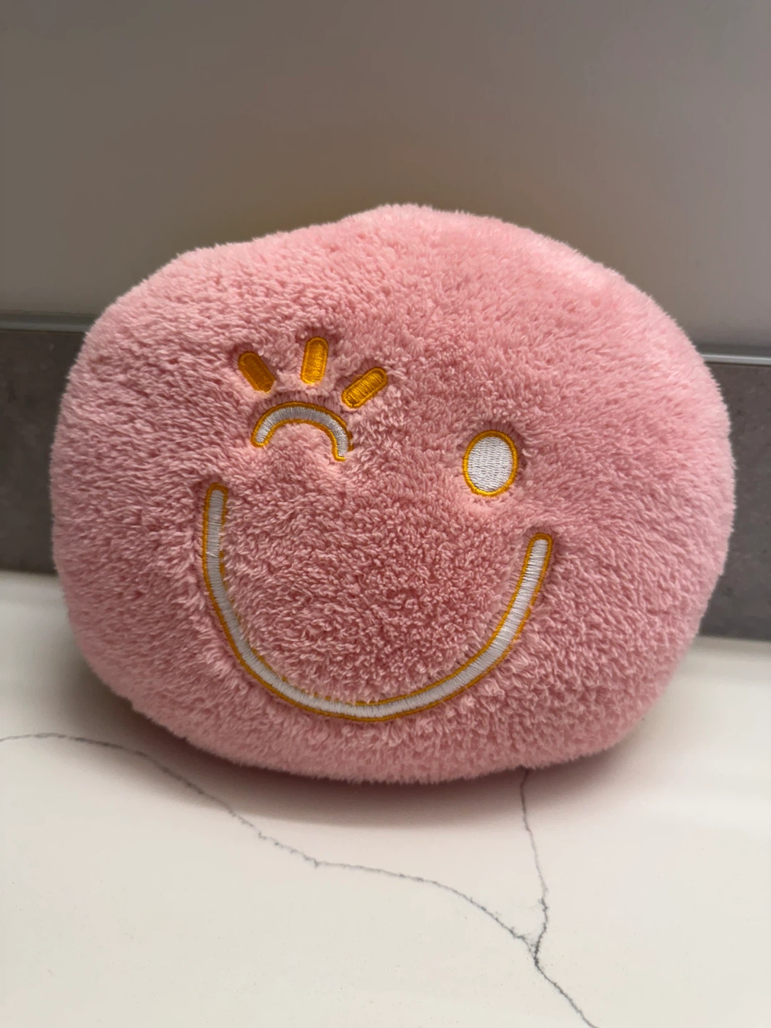 Weighted Mini Smiley Face Plush Pillow – Soft Stress Cushion