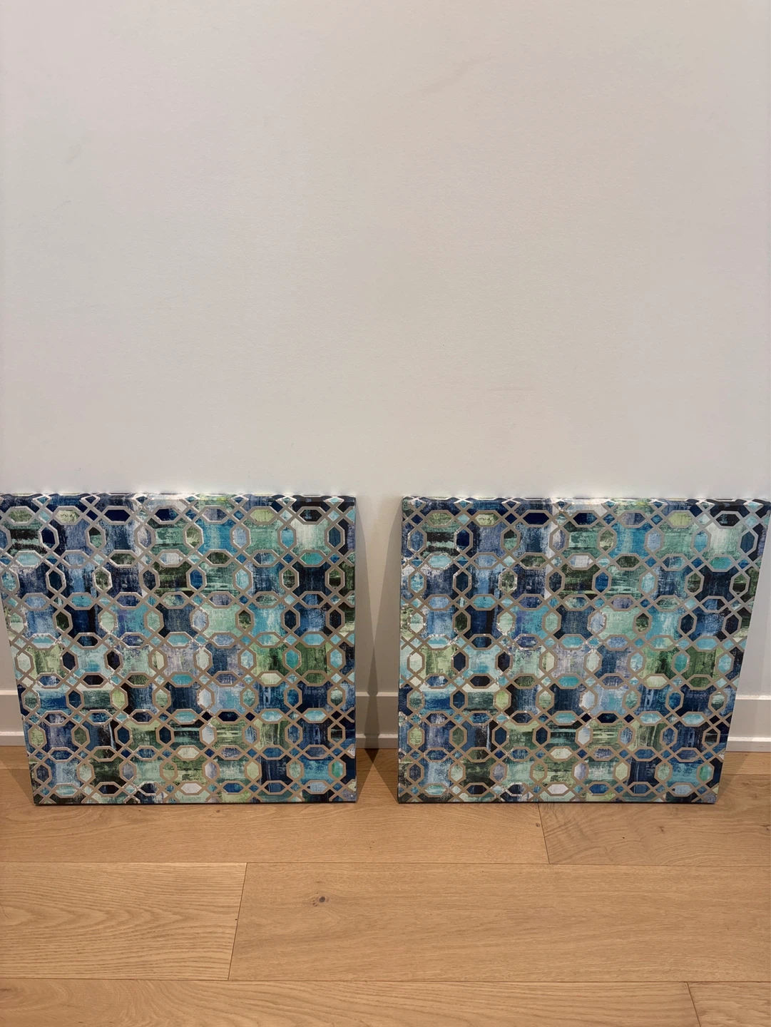 Set of 2 Geometric Print Wall Art Panels