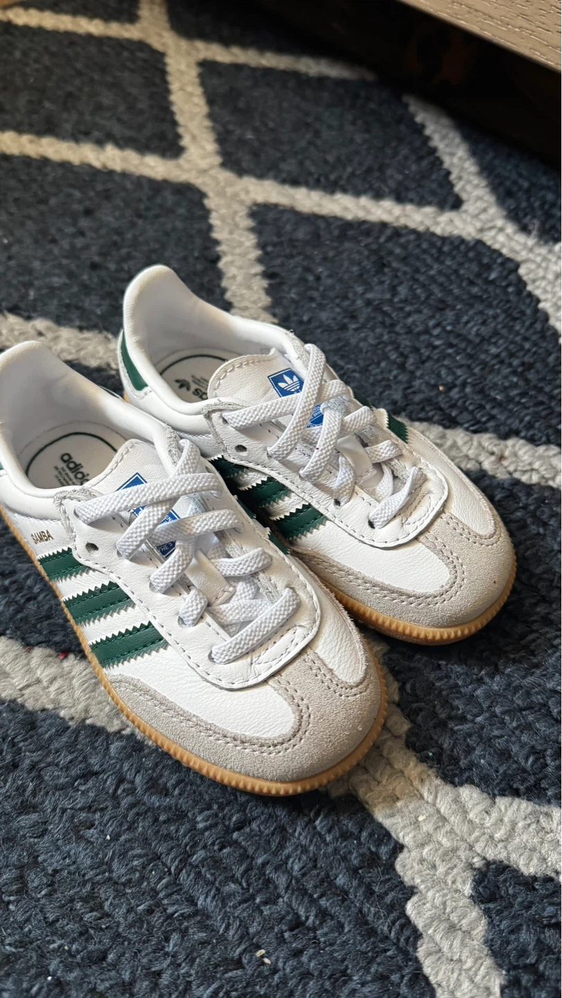 Adidas Samba Kids Shoes White Green Size 7K - photo 2