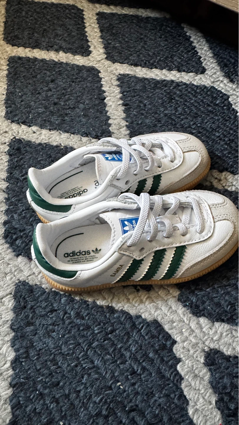 Adidas Samba Kids Shoes White Green Size 7K - photo 4