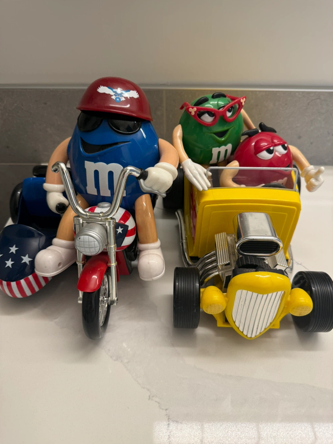 M&M’s Candy Dispenser Motorcycle & Hot Rod Car Set
