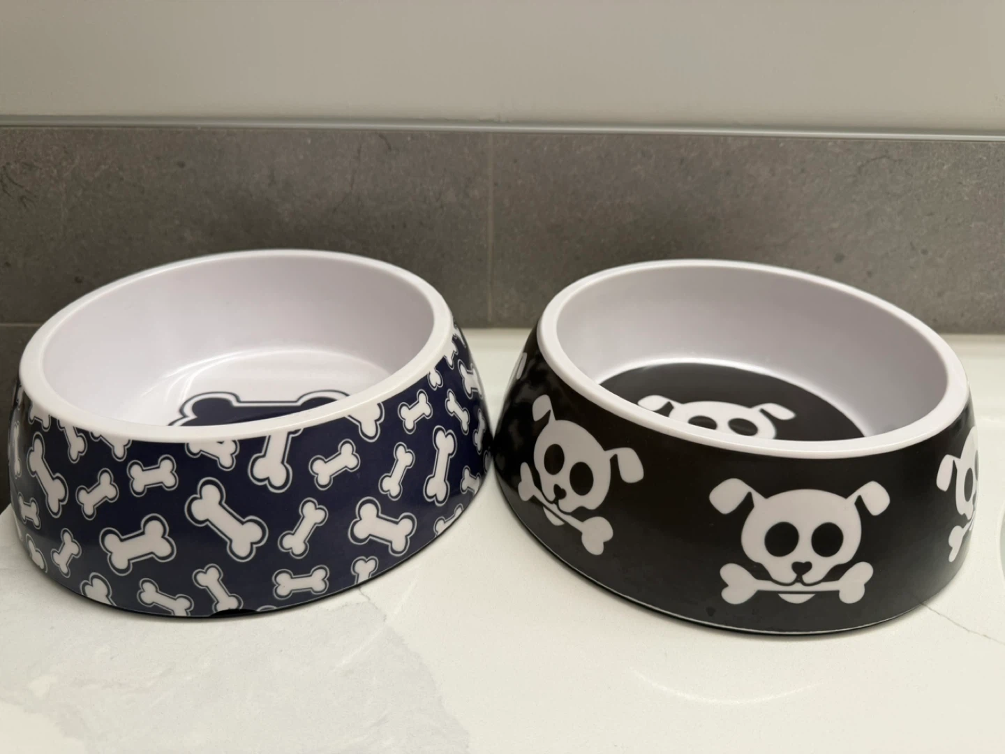 Set of 2 Dog Bowls – Bone & Skull Design - photo 2