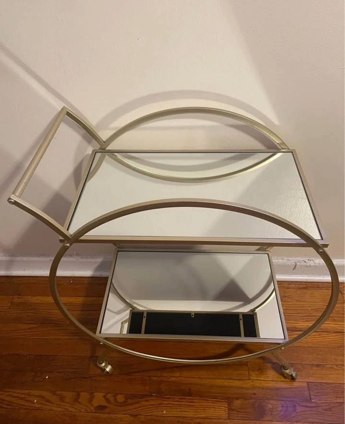 Gold Metal Mirrored Rolling Bar Cart $80 - photo 2