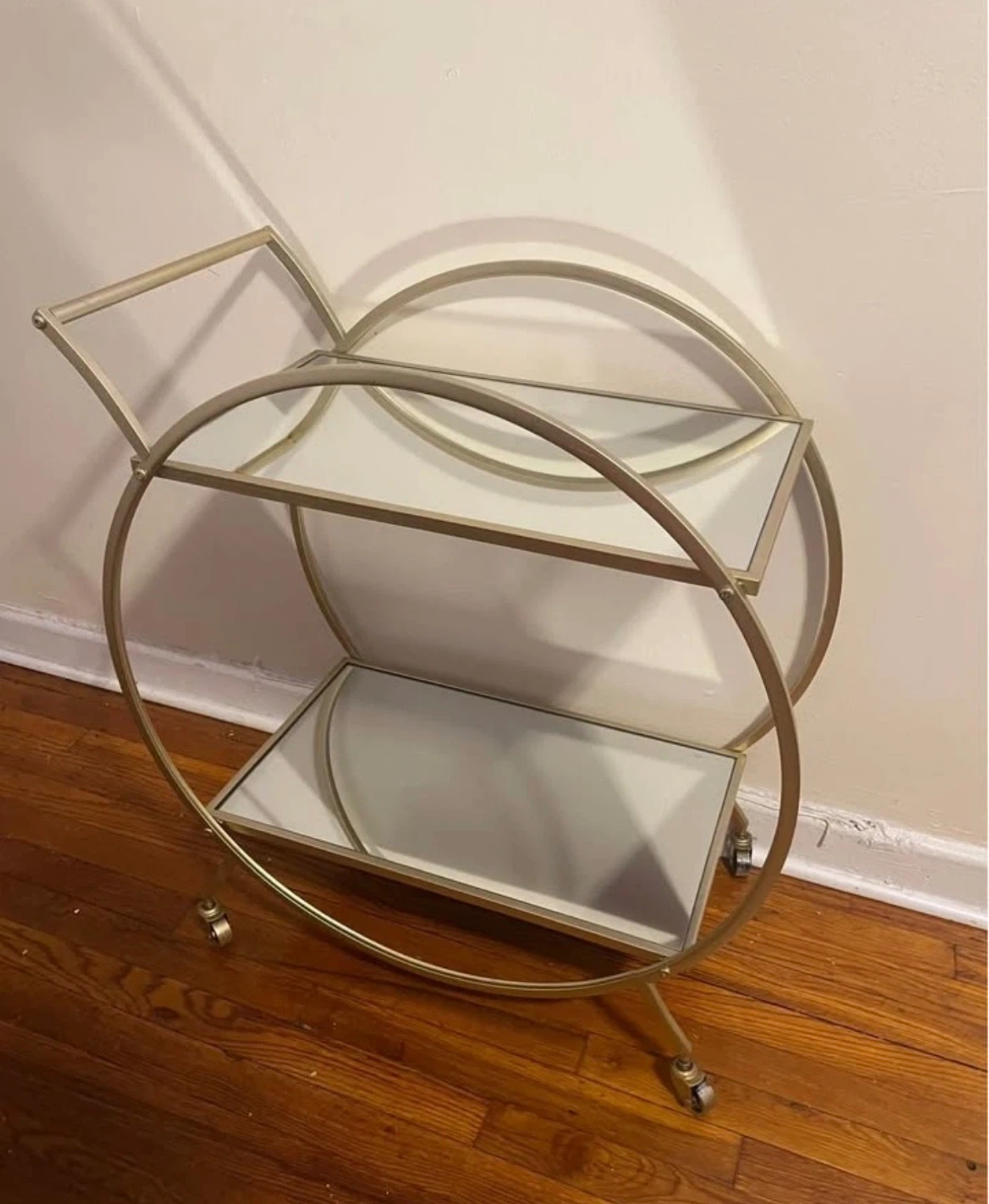 Gold Metal Mirrored Rolling Bar Cart $80 - photo 3