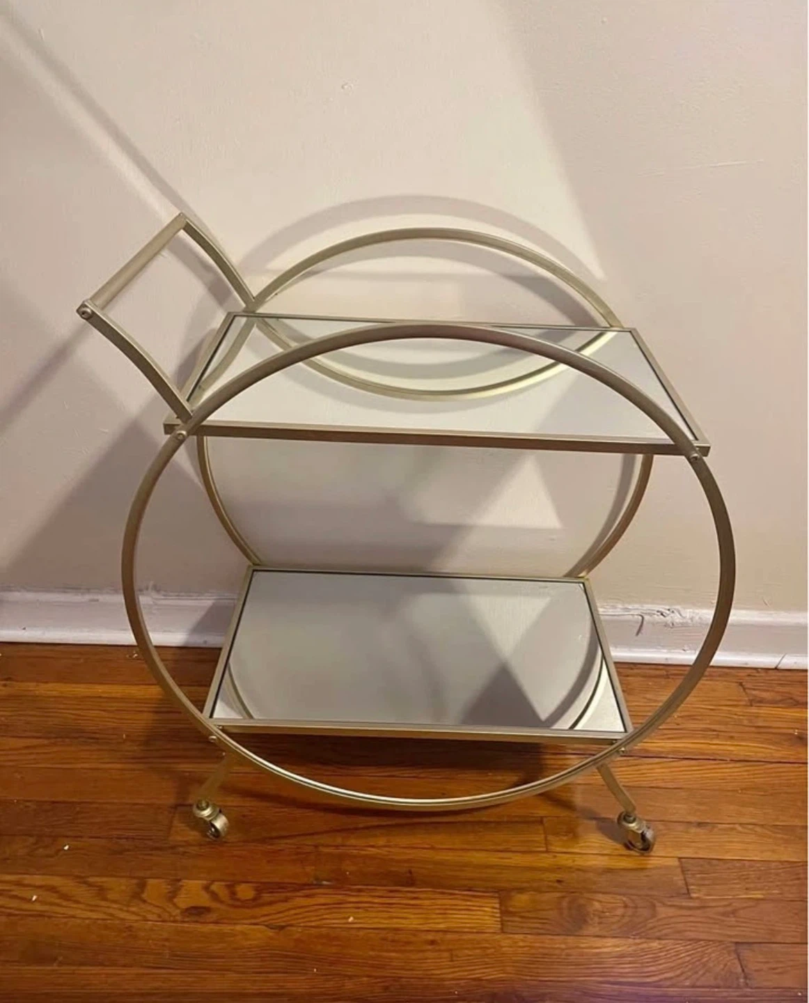 Gold Metal Mirrored Rolling Bar Cart $80