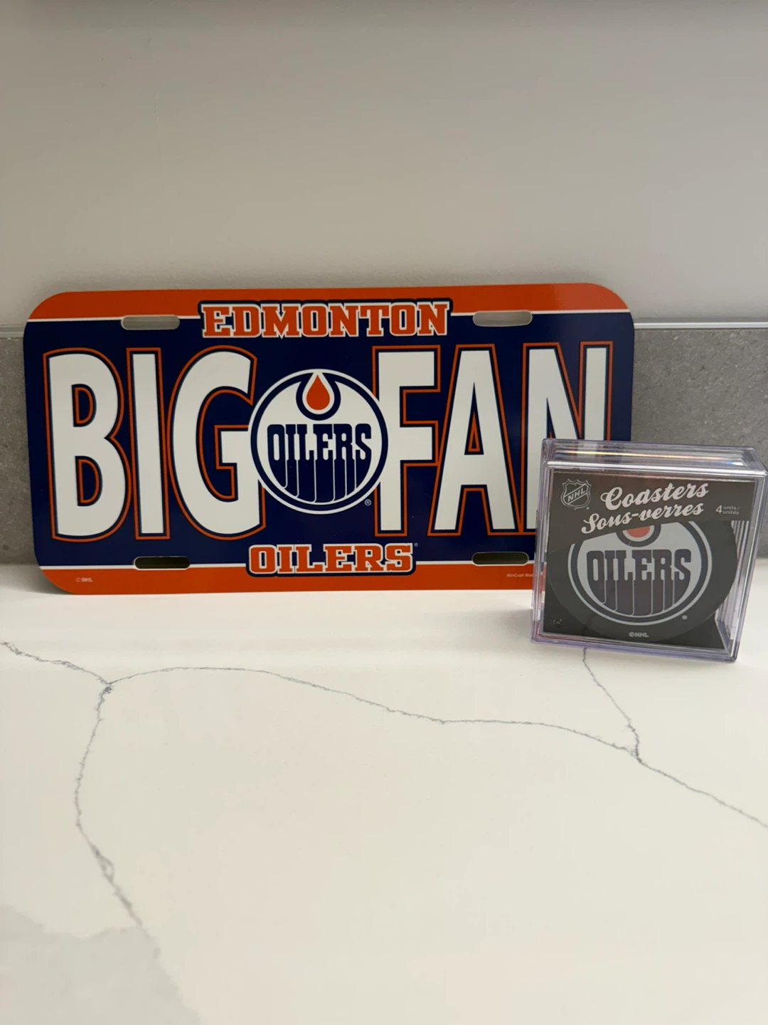 Edmonton Oilers “Big Fan” License Plate + Coaster Set – NHL - photo 2