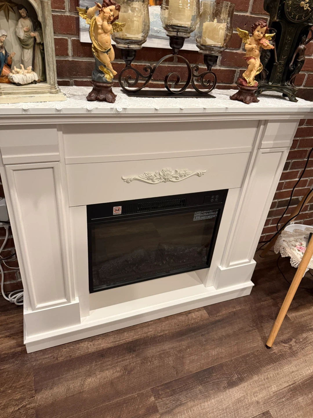 White Electric Fireplace Unit