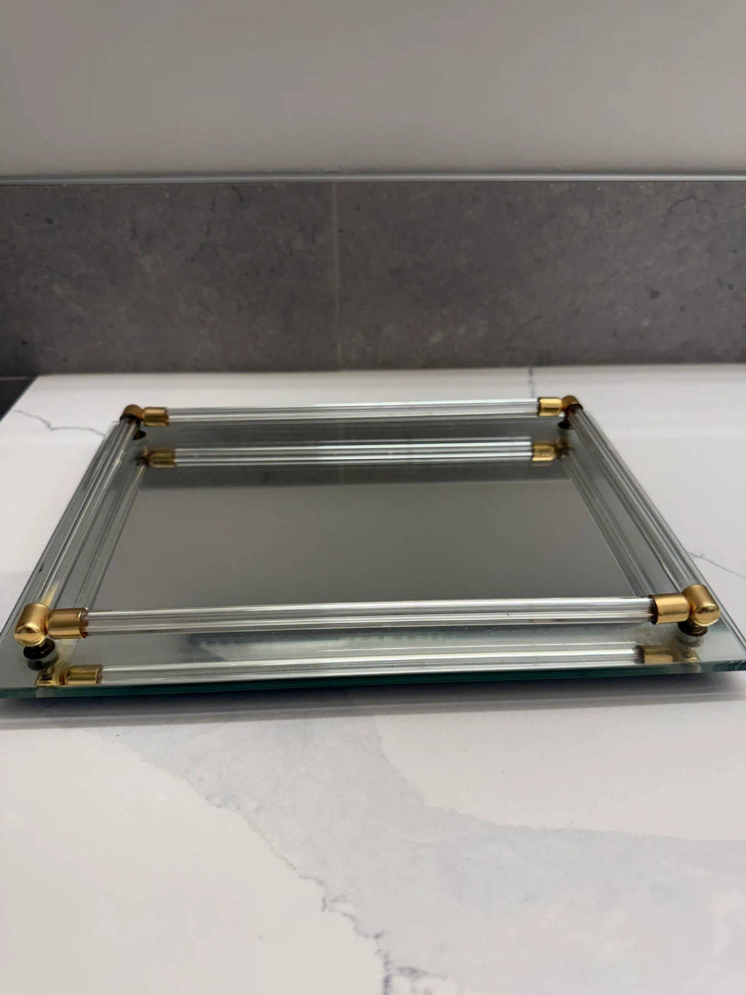 Gold & Glass Mirrored Tray – Vanity/Perfume Display Tray