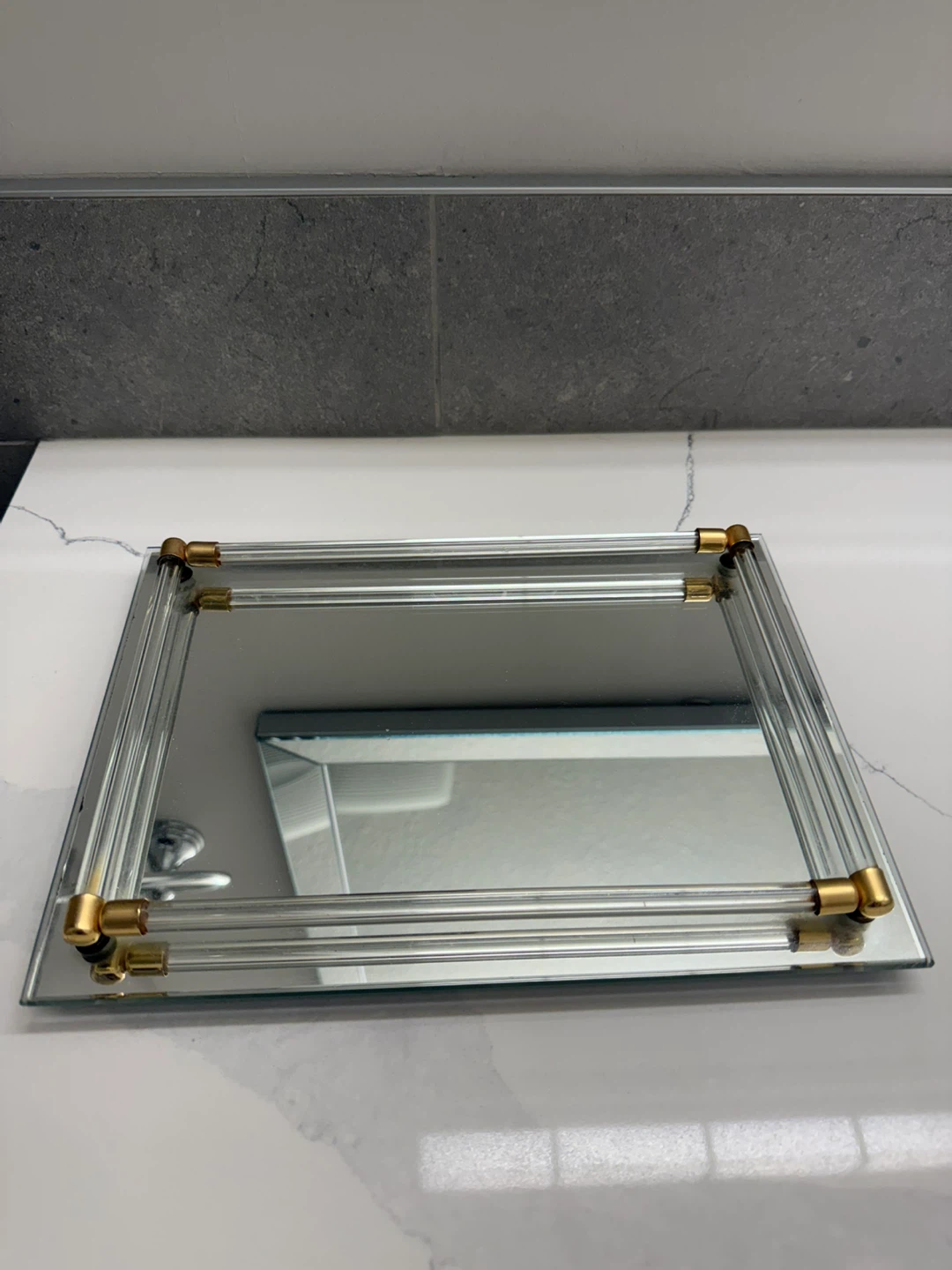 Gold & Glass Mirrored Tray – Vanity/Perfume Display Tray - photo 2