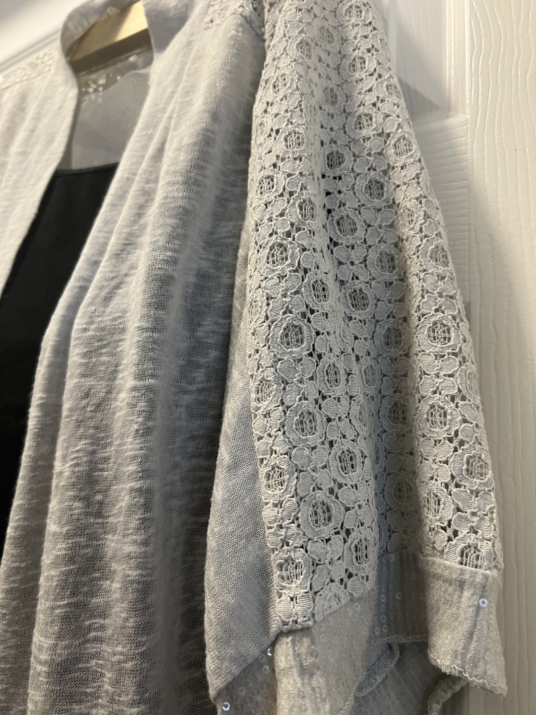 Light Grey Lace Sleeve Cardigan with tank top - photo 2