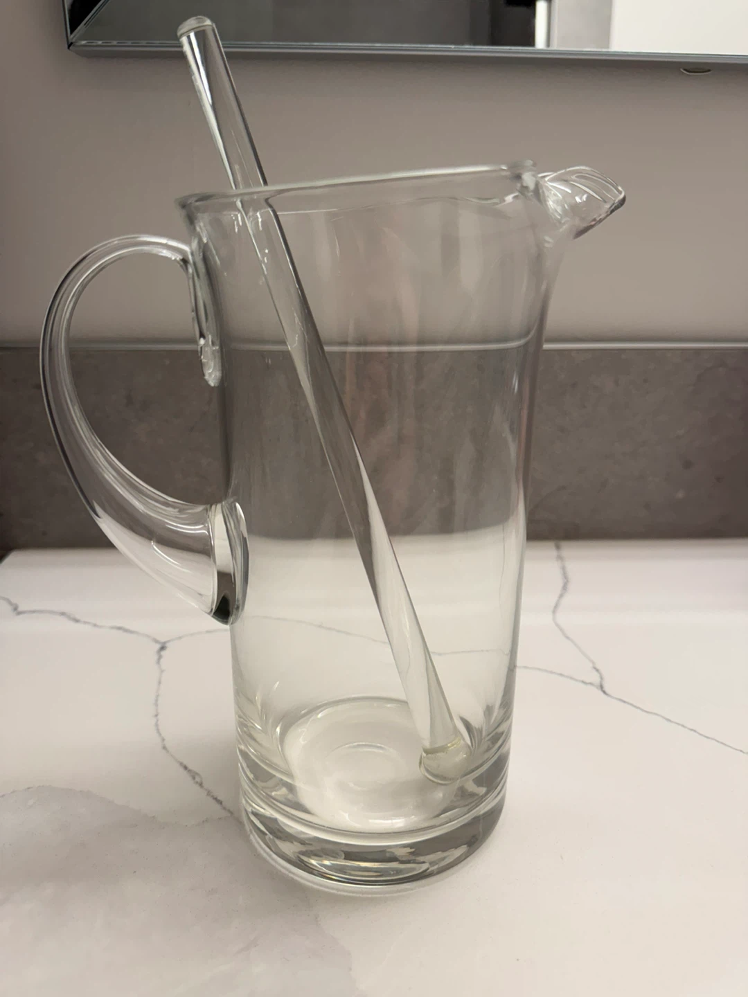 Vintage Style Clear Glass Pitcher with Glass Stirrer - photo 2