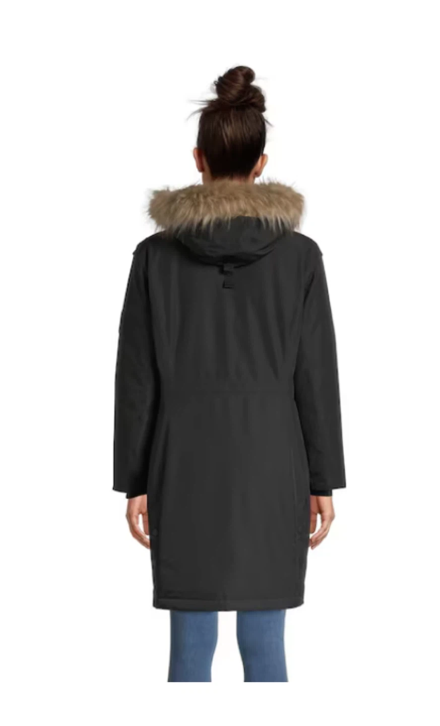Woods Women's Black Parka / Winter Coat with Faux Fur Hood - photo 2