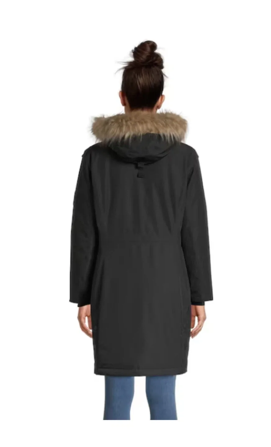 Woods Women's Black Parka / Winter Coat with Faux Fur Hood - photo 2