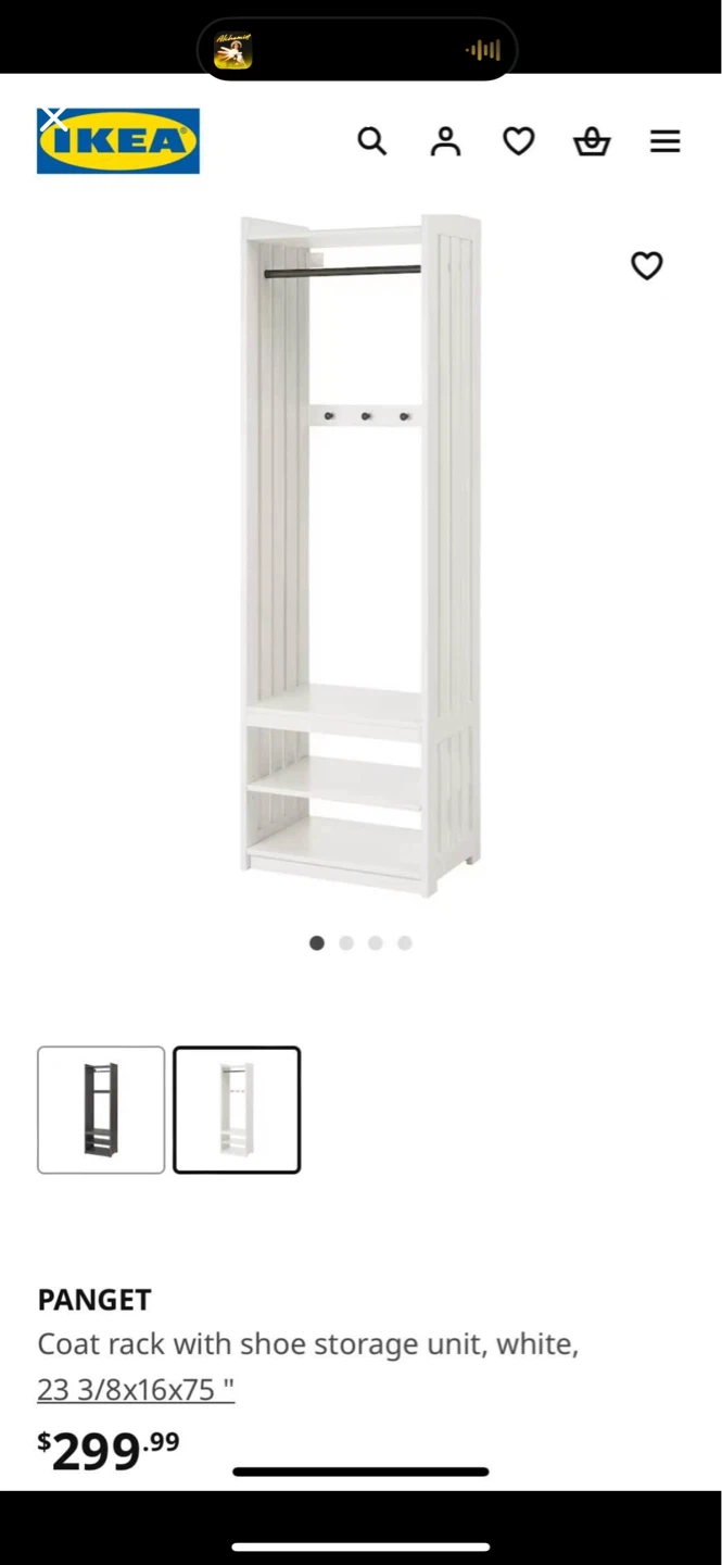 IKEA PANGET Coat Rack with Shoe Storage Unit, White - photo 2