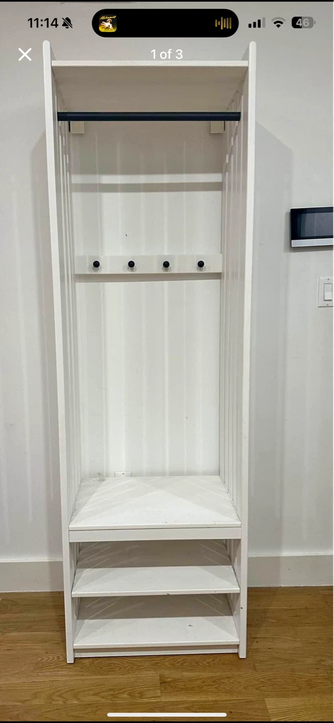 IKEA PANGET Coat Rack with Shoe Storage Unit, White