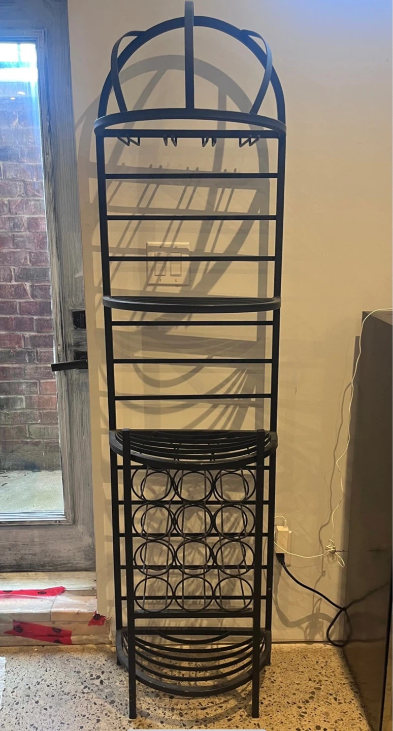 Black Metal Wine Rack with Crown Top