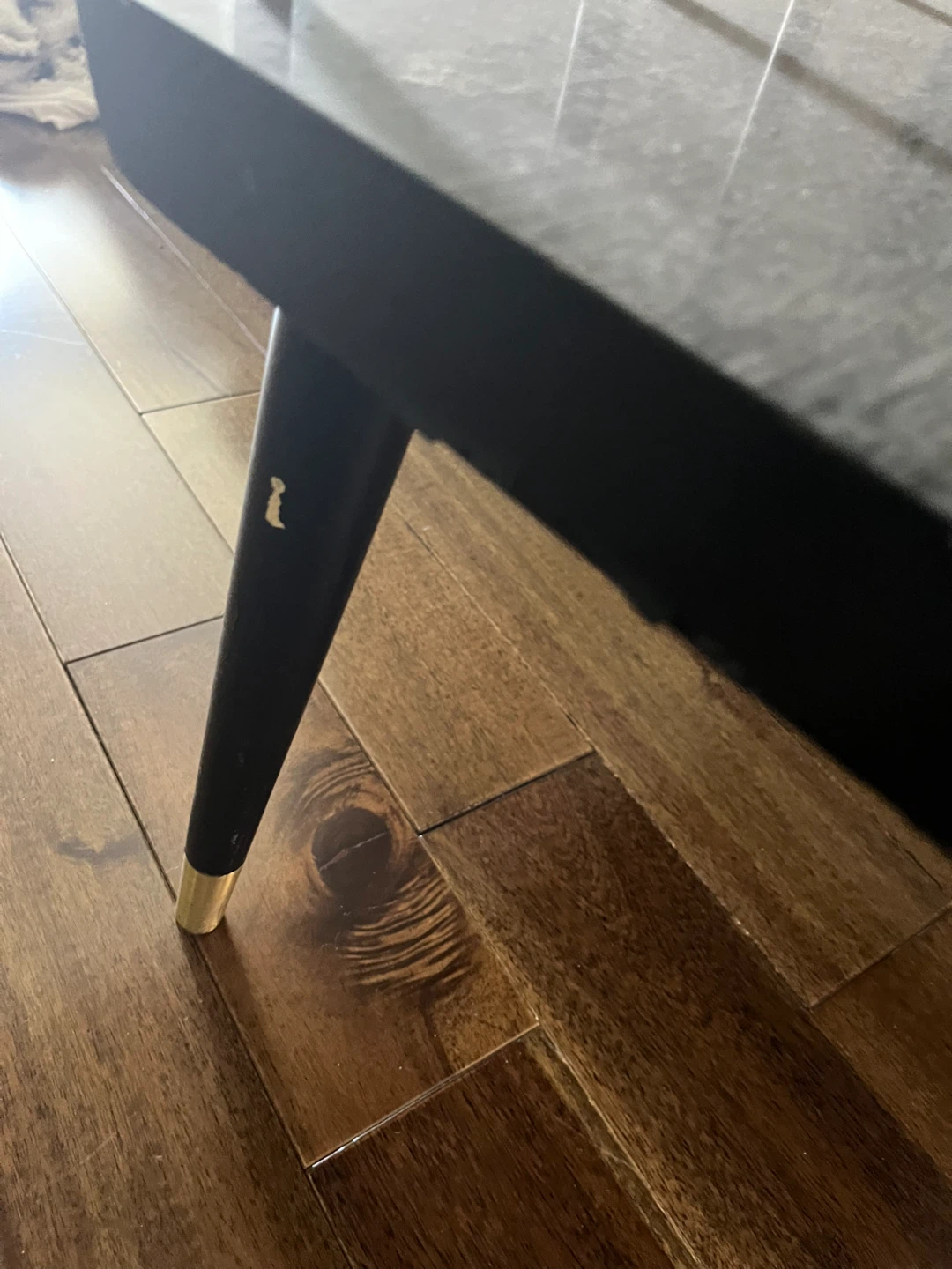 Small Black Two-Tier End Table with Gold Accents - photo 5