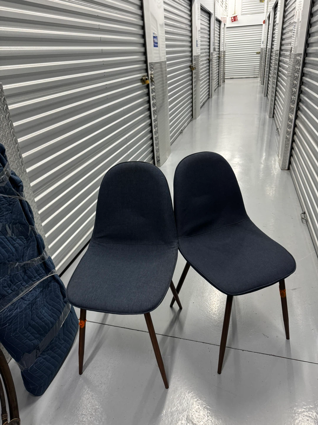 Set of 2 Dark Blue Upholstered Dining Chairs
