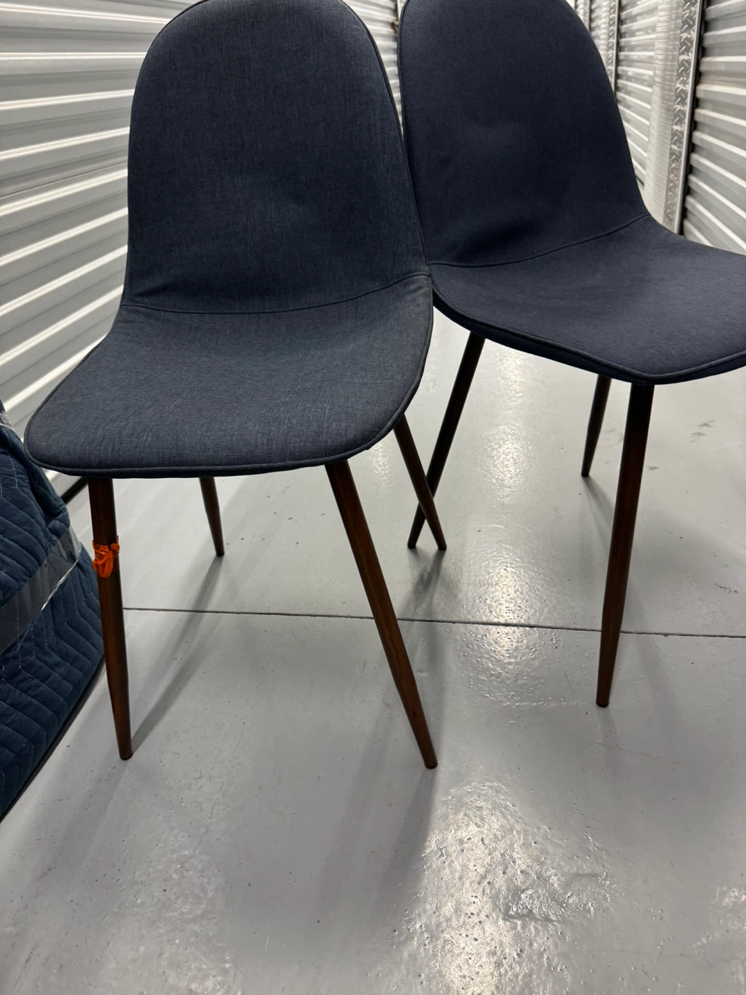 Set of 2 Dark Blue Upholstered Dining Chairs - photo 2