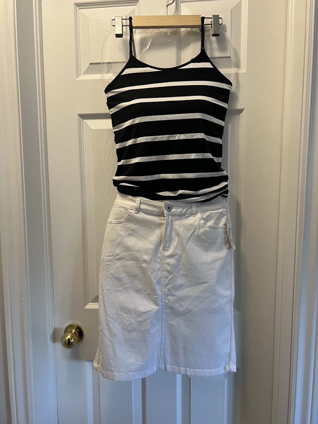 Brand new denim skirt with tank top
