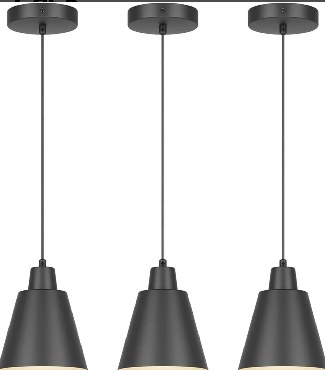 Set of 3 Black Pendant Lights