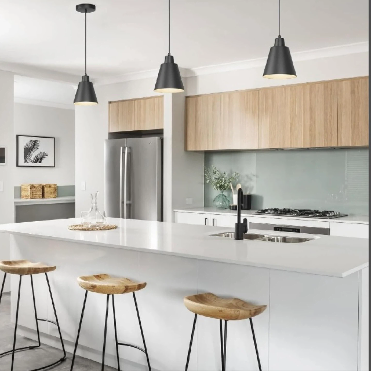 Set of 3 Black Pendant Lights - photo 2