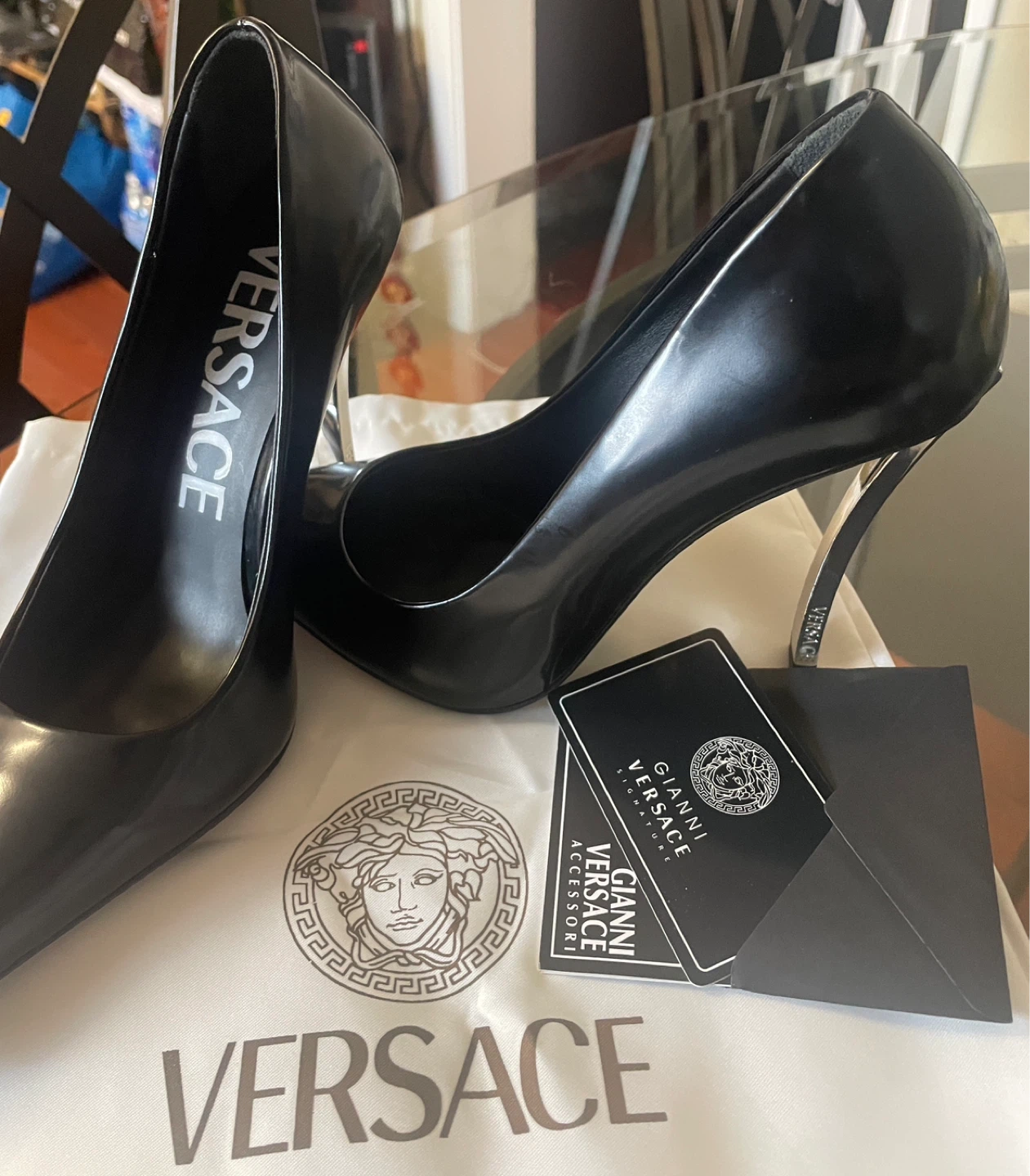 Versace Black Patent Leather Heels - Size 37