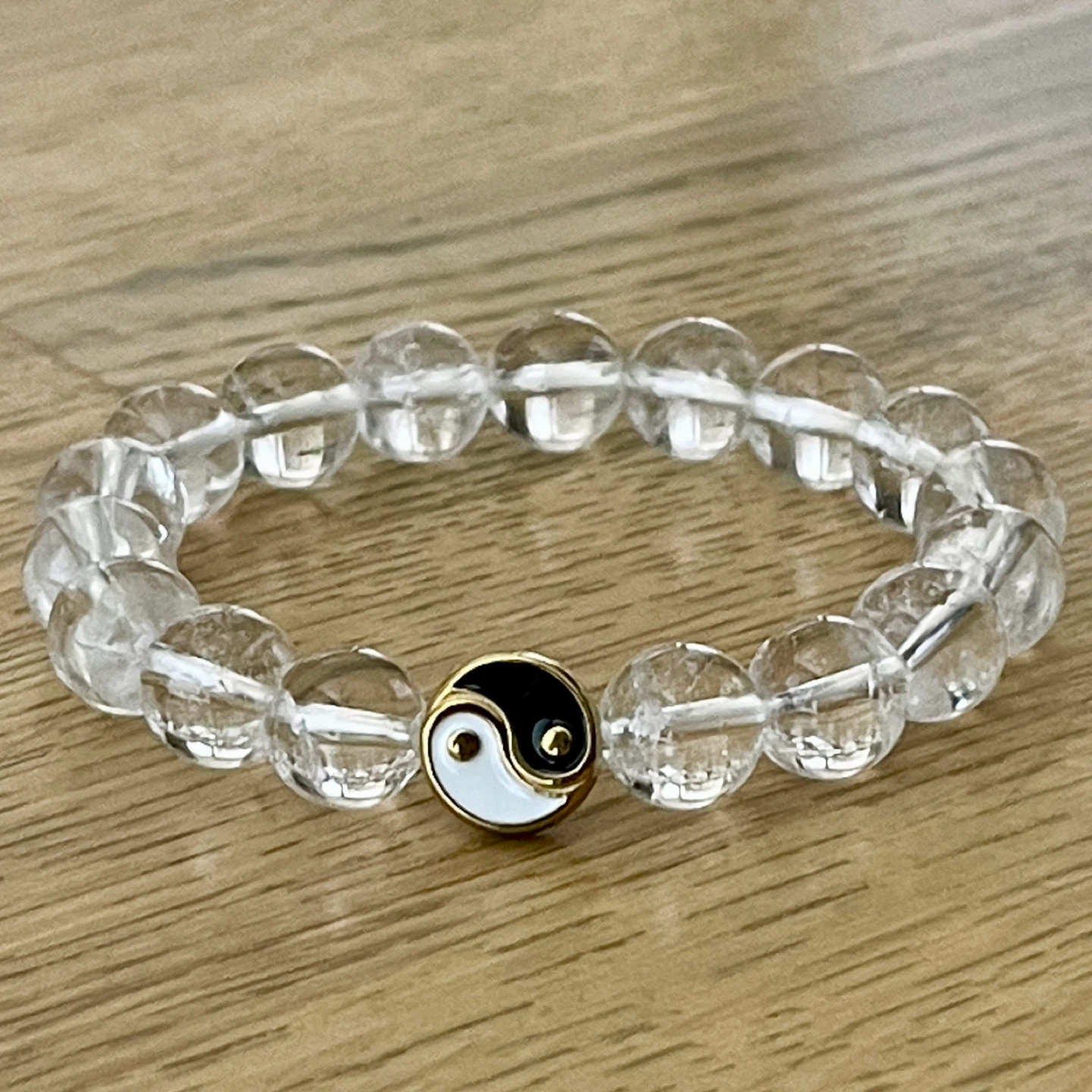Yin Yang & Quartz Crystal bracelet (10mm bead) - photo 2