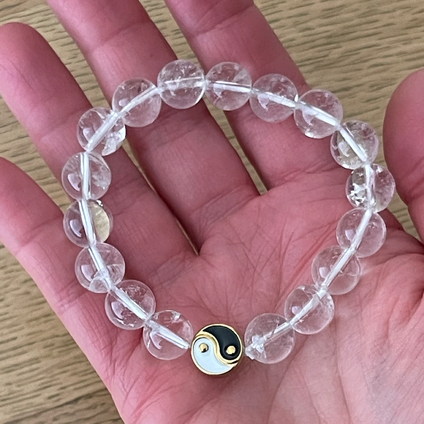 Yin Yang & Quartz Crystal bracelet (10mm bead) - photo 4