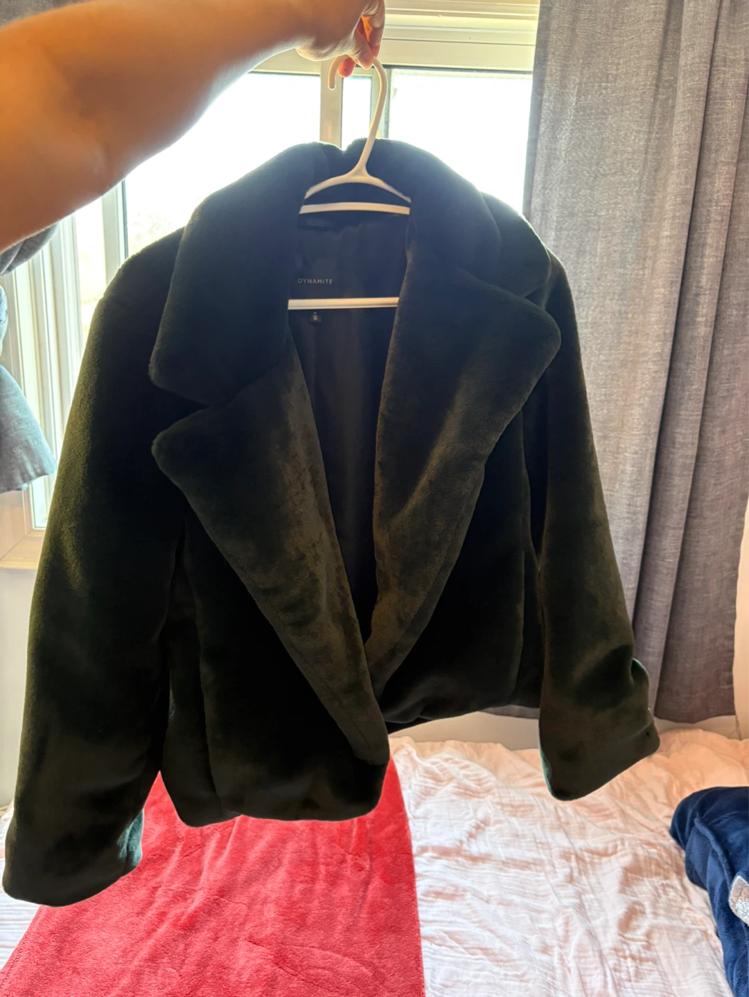 Dynamite Faux Fur Jacket - Green - Size M - photo 2