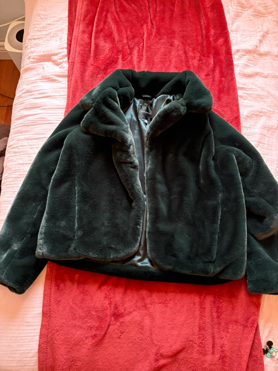 Dynamite Faux Fur Jacket - Green - Size M
