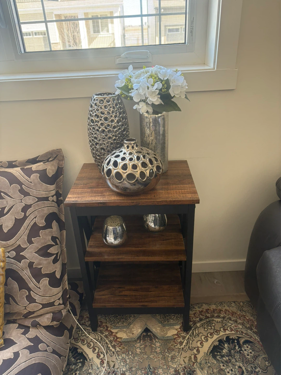 Artificial Flower Arrangement in Glass Vase