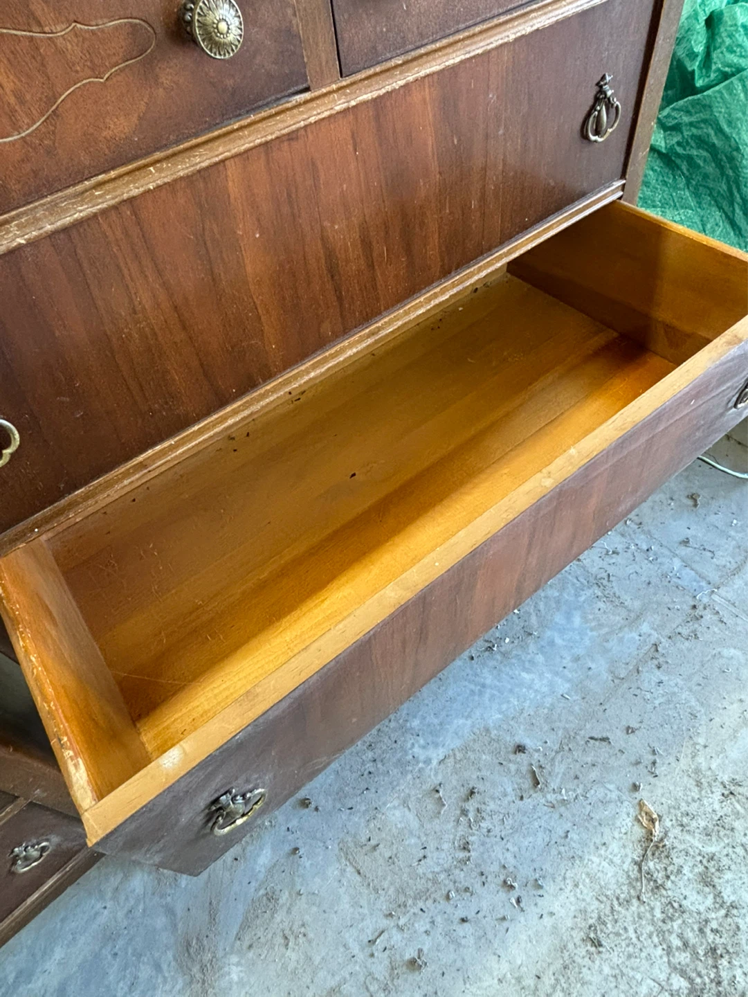 1920’s Era Walnut Dresser & Tall Dresser w/ Mirror For Sale - photo 5