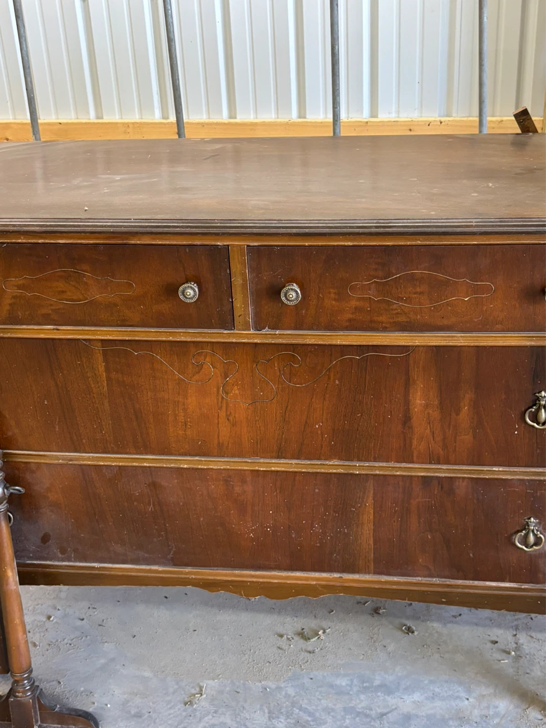1920’s Era Walnut Dresser & Tall Dresser w/ Mirror For Sale - photo 3