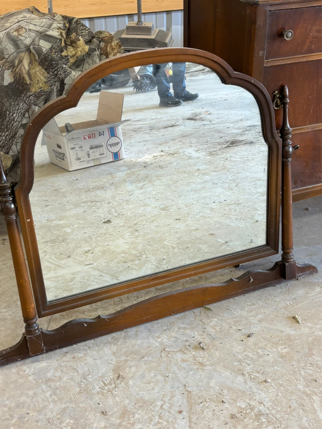 1920’s Era Walnut Dresser & Tall Dresser w/ Mirror For Sale - photo 2