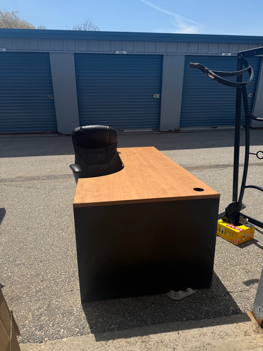 L-Shaped Office Desk with Black Base and Wood Top - photo 3
